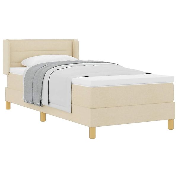 vidaXL Boxspringbett mit Matratze mit Kopfteil Creme 90 x 190 cm Stoff 3341 günstig online kaufen
