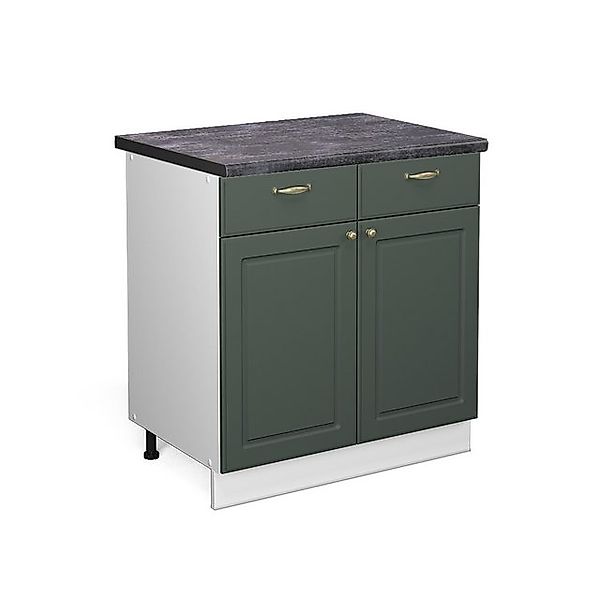 Vicco Küchenunterschrank Fame-Line Grün-Gold Landhaus/Weiß 80 cm AP Anthraz günstig online kaufen