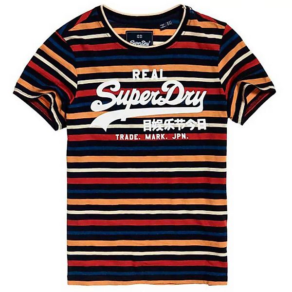 Superdry Vintage Logo Satin Stripe Kurzarm T-shirt S Navy Stripe günstig online kaufen
