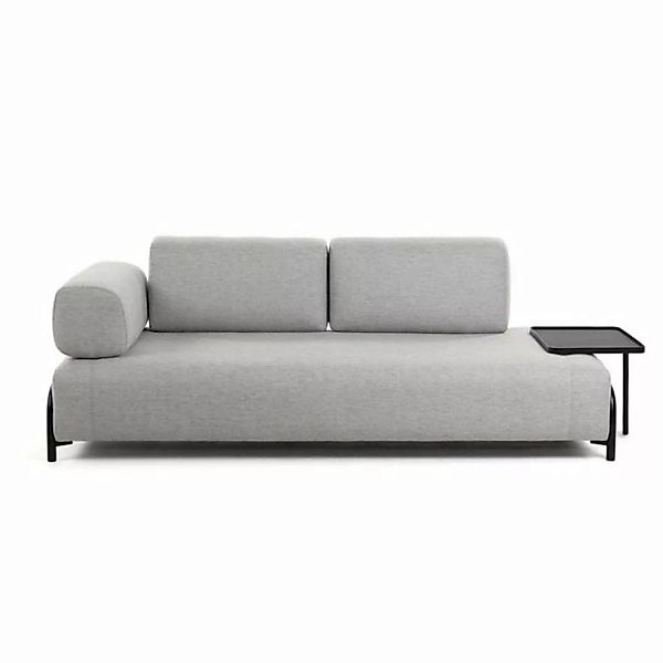 Natur24 Sofa Sofa Compo 3-Sitzer hellgrau mit großem Tablett 252cm Couch günstig online kaufen