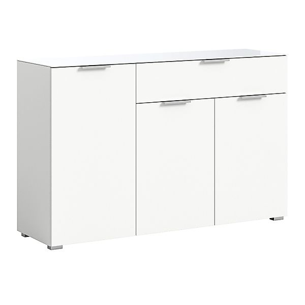 Inn.Furn Kommode Weiß 135 cm mit Glasauflage und Soft-Close Riano günstig online kaufen