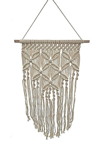 Spetebo Wanddekoobjekt Makramee Wandbehang beige - 80 x 40 cm, Geknüpfter B günstig online kaufen