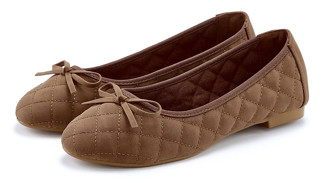 LASCANA Slipper, Schlüpfschuh Ballerina mit Schleifenapplikation günstig online kaufen