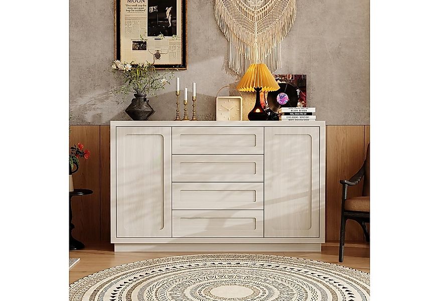 FUFU&GAGA Sideboard mit 4 Schubladen, 2 Türen und 4 Fächern günstig online kaufen