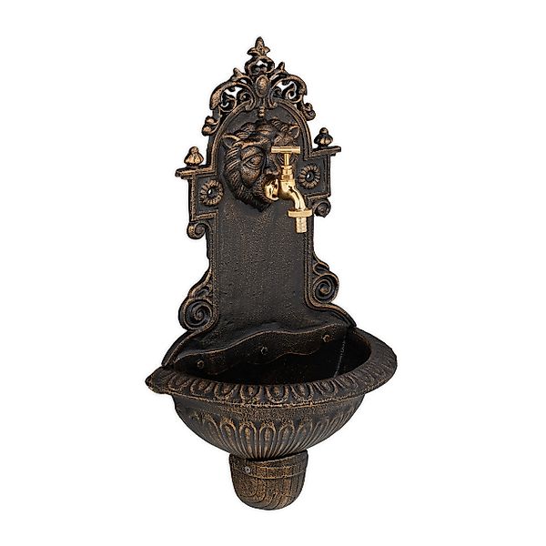 relaxdays Gartenbrunnen Wandbrunnen mit Wasserspeier, Wasserbecken günstig online kaufen