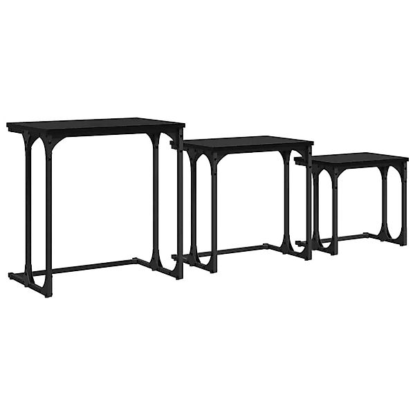 vidaXL Nesting Couchtisch 3 Stk Schwarz Eichen-Optik 50,5 x 35 x 53 cm 8835 günstig online kaufen