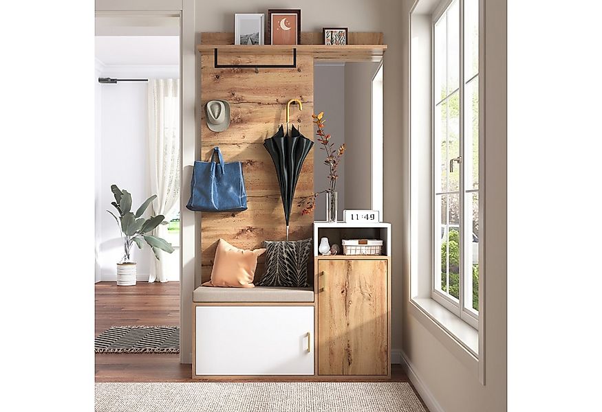 Merax Garderoben-Set in Wildeiche für Ihren Eingangsbereich, Flurgarderoben günstig online kaufen