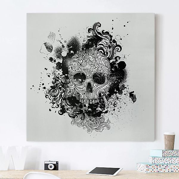 Leinwandbild Kunstdruck - Quadrat Skull günstig online kaufen