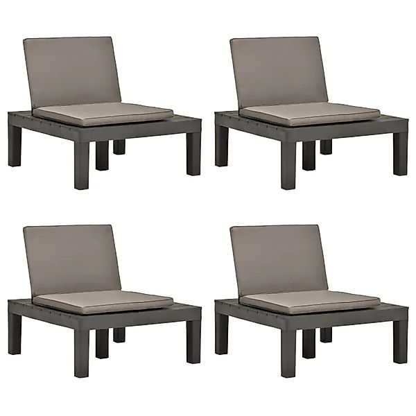 vidaXL Gartenstühle mit Auflagen 4 Stk Kunststoff Anthrazit 3054427 günstig online kaufen