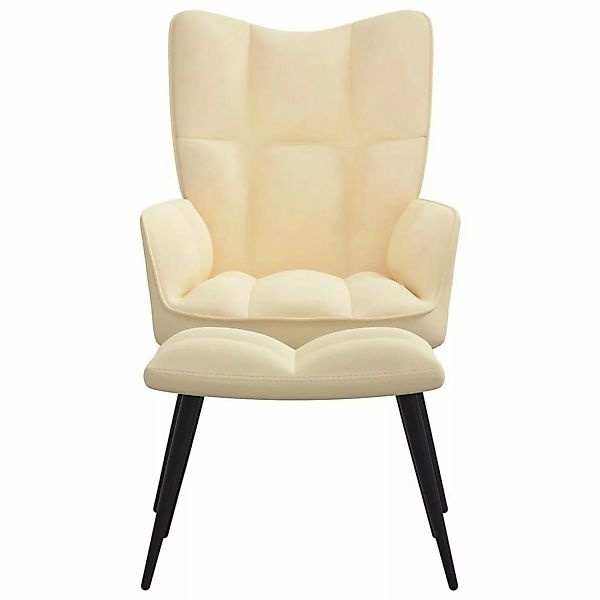 vidaXL Relaxsessel mit Hocker CremeWeiß Samt Modell 5 günstig online kaufen
