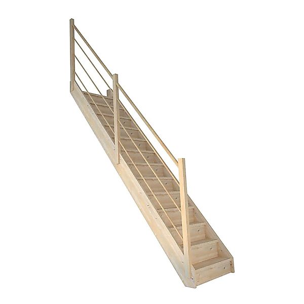 StarWood Treppe Korfu Fichte Gerade Setzstufen Holz-Design-Geländer Links günstig online kaufen