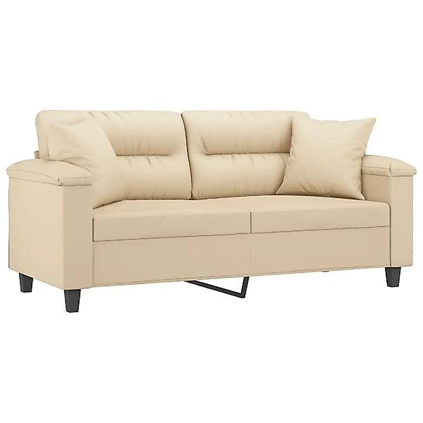 vidaXL 2-Sitzer-Sofa mit Kissen Creme 140 cm Mikrofasergewebe 3200975 günstig online kaufen