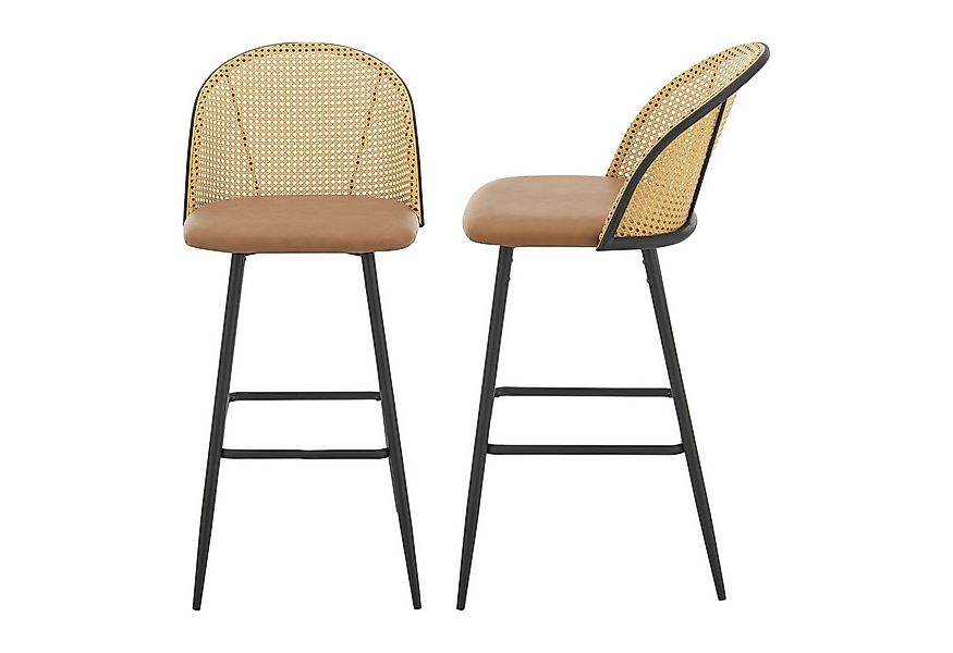 en.casa Barhocker, »Gausdal« Barstuhl 2er Set gepolstert Metallbeine Braun günstig online kaufen