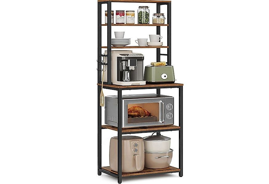 SURFOU Küchenregal Standregal Mikrowellen-Regal 6 Ablagen 6 Haken 40x60x167 günstig online kaufen