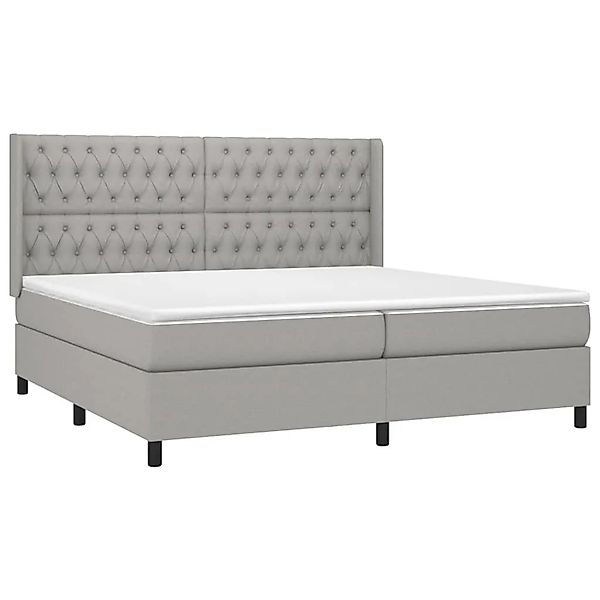 vidaXL Boxspringbett mit Matratze & LED Hellgrau 200x200 cm Stoff 3138581 günstig online kaufen