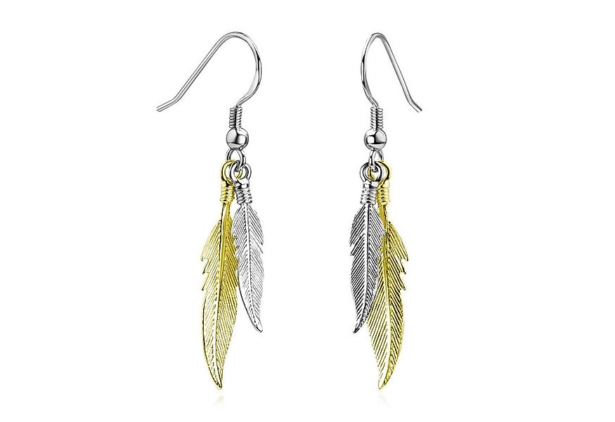 Materia Paar Ohrhänger Damen Ohrringe Feder Bicolor SO-119-Gold, Sterlingsi günstig online kaufen