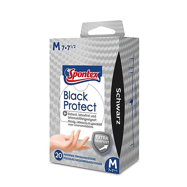 SPONTEX Einweghandschuhe Einmalhandschuhe Black Protect, Nitrilhandschuh, günstig online kaufen