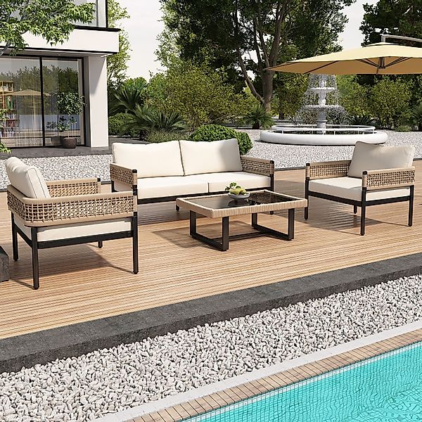 Celya Gartenlounge-Set Gartenmöbel-Set aus Seil, mit günstig online kaufen