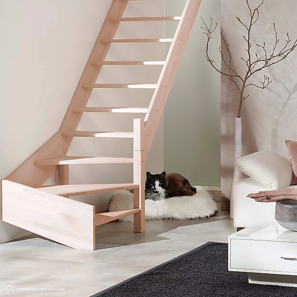 Treppen Intercon Holztreppe Casablanca Raumspartreppe Buche Massiv Naturbel günstig online kaufen