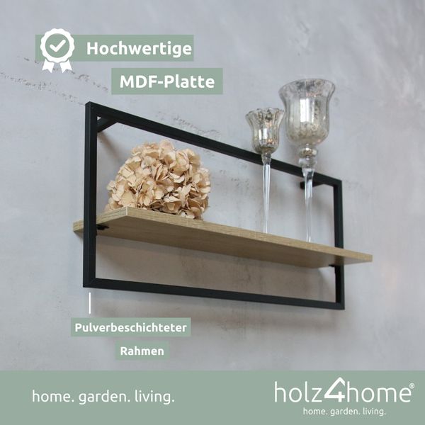 holz4home® Wandregal MDF Sonoma mit Metallrahmen günstig online kaufen