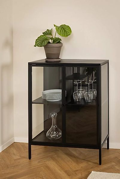 ACTONA GROUP Glasvitrine in schwarz, Stahl - 80x98,7x40cm (BxHxT) günstig online kaufen