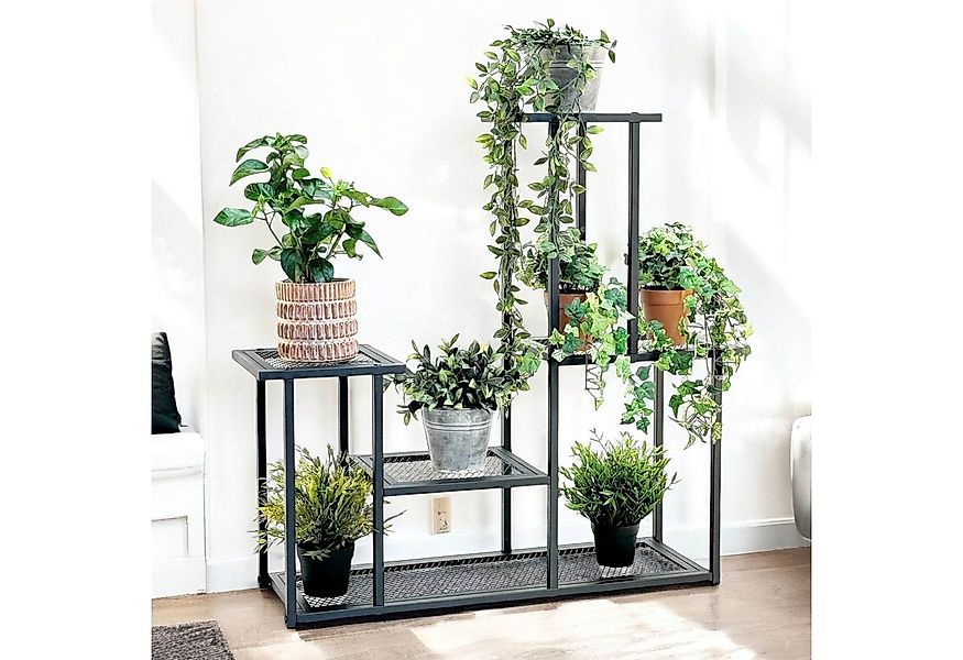 DanDiBo Blumenständer Blumenregal Metall Schwarz 4 Ebenen 96579 Wohnzimmer günstig online kaufen