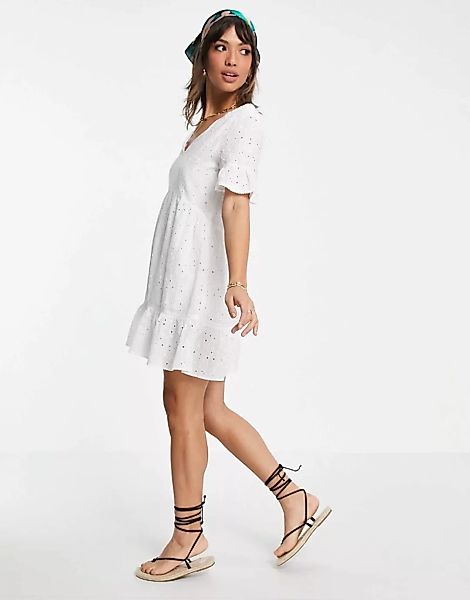 Accessorize – Kleid mit Lochstickerei in Weiß günstig online kaufen