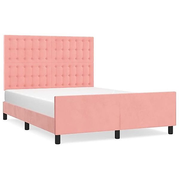 vidaXL Bettgestell Bettrahmen mit Kopfteil Rosa 140x190 cm Samt Bett Bettge günstig online kaufen