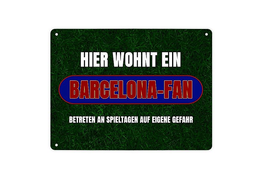 speecheese Metallschild Hier wohnt ein Barcelona Fan Metallschild XL in 21x günstig online kaufen