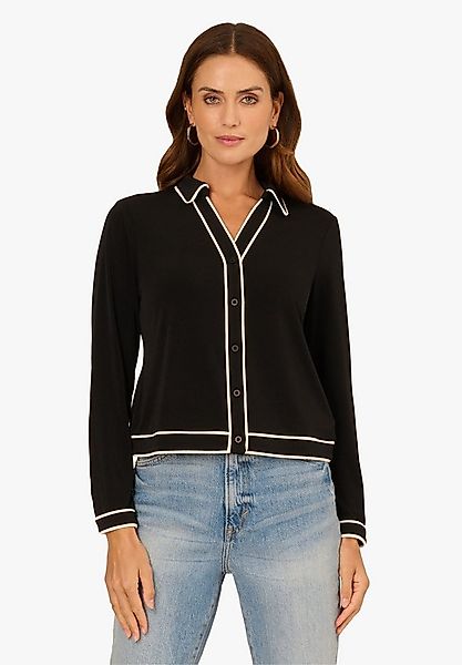 Adrianna Papell Langarmhemd Button Down Long Sleeve Knit Top with Contrast günstig online kaufen