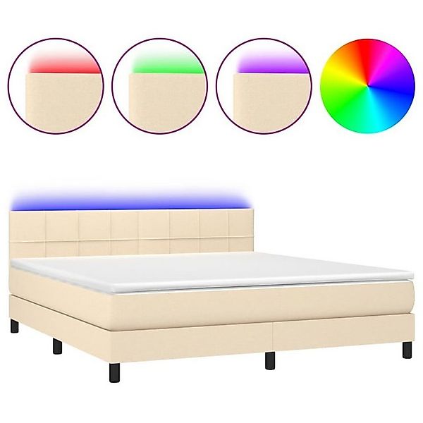 vidaXL Boxspringbett Boxspringbett mit Matratze LED Creme 160x200 cm Stoff günstig online kaufen