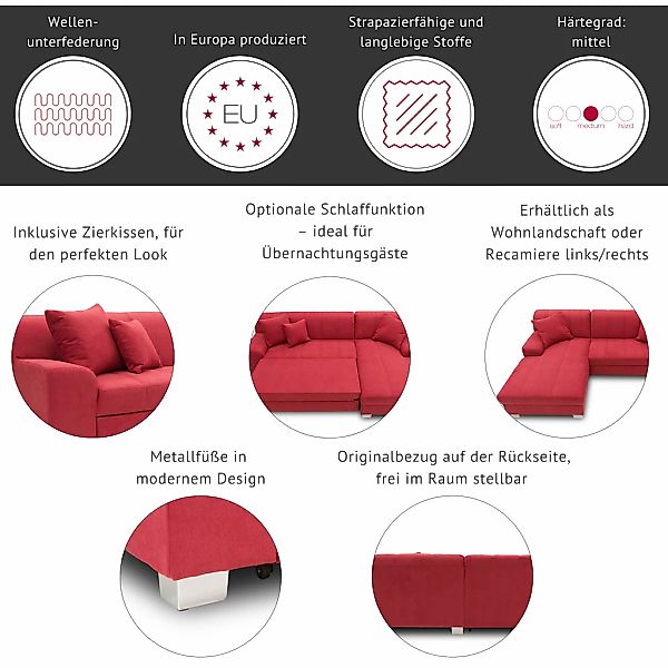 DOMO collection Ecksofa "Turah incl. Zierkissen, moderne Steppung, auch in günstig online kaufen