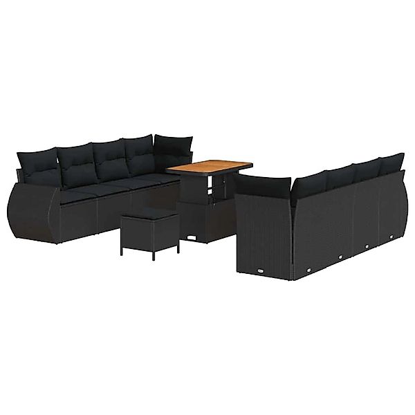 vidaXL Garten-Sofa-Set mit Speicher 11-Tlg Schwarz Poly Rattan 3363799 günstig online kaufen