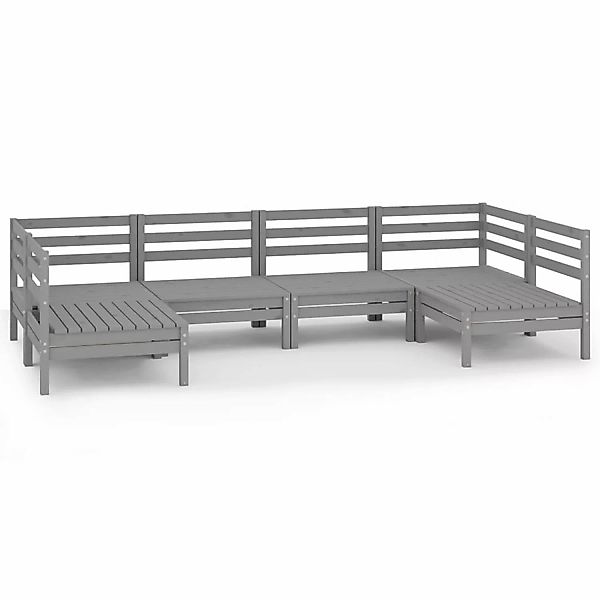 6-tlg. Garten-lounge-set Grau Massivholz Kiefer günstig online kaufen