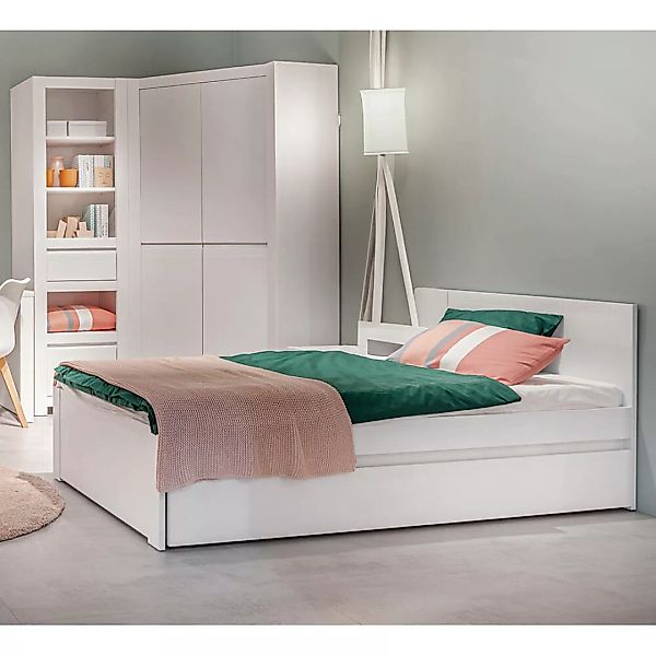 Jugendzimmer Set 4-teilig mit Eckkleiderschrank weiß NAVA-129 günstig online kaufen