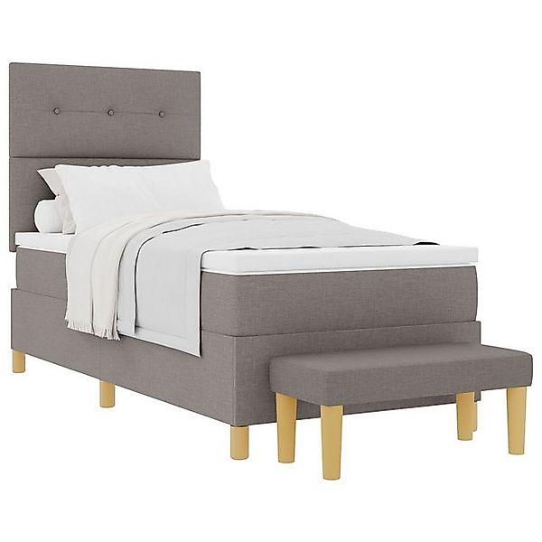 vidaXL Bett Boxspringbett mit Matratze & Bank Taupe 90x190 cm Stoff (2-tlg) günstig online kaufen