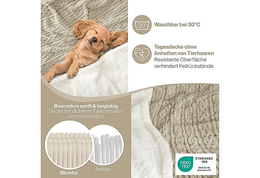 Wohndecke Oeko-TEX zertifizierte waschbare Wohn- & Kuscheldecke, Blumtal, m günstig online kaufen