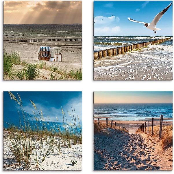 Artland Leinwandbild Einsamer Strand Ostsee Sanddüne Gräser, Strand (4 St), günstig online kaufen