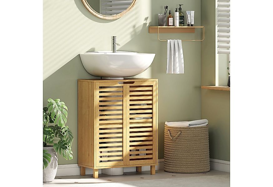 HOMCOM Waschbeckenunterschrank verstellbare Regale (Badezimmerschrank, 1-St günstig online kaufen