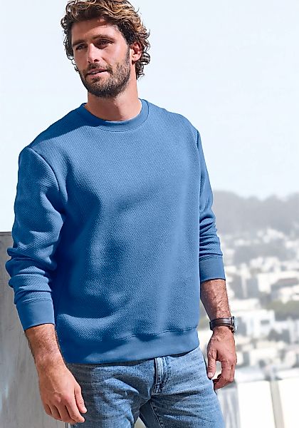 John Devin Sweatshirt, Langarm, Pullover mit Struktur, Rundhals, Baumwollmi günstig online kaufen