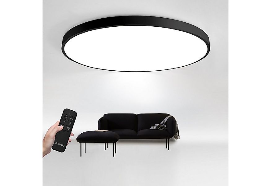 JDONG LED Deckenleuchte Flach Rund Schwarz 50cm Deckenlampe Dimmbar 3000K-6 günstig online kaufen