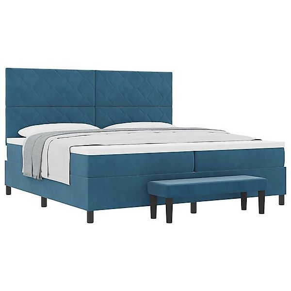 vidaXL Bett Boxspringbett mit Matratze & Bank Dunkelblau 200x200 cm Samt (2 günstig online kaufen