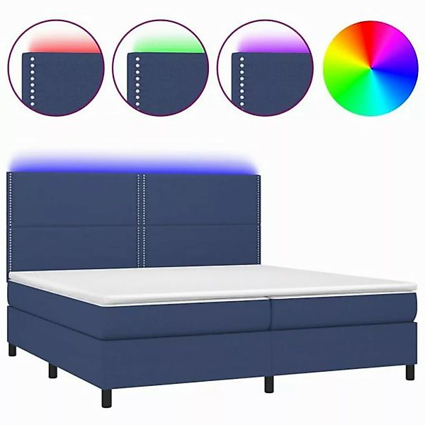 vidaXL Boxspringbett Boxspringbett mit Matratze LED Blau 200x200 cm Stoff B günstig online kaufen