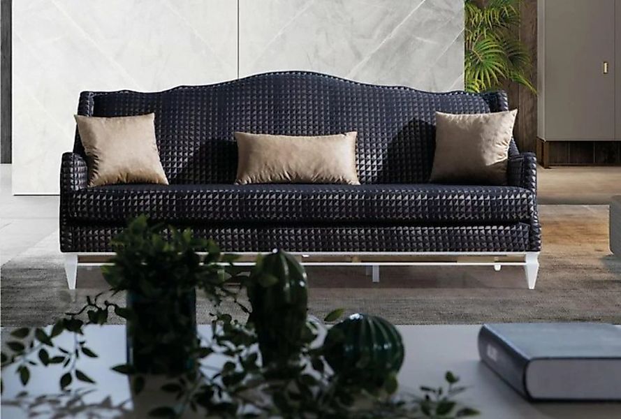 JVmoebel 3-Sitzer Designer Sofa 3-er Wohnzimmer Sofas Graue Luxus Textilsof günstig online kaufen