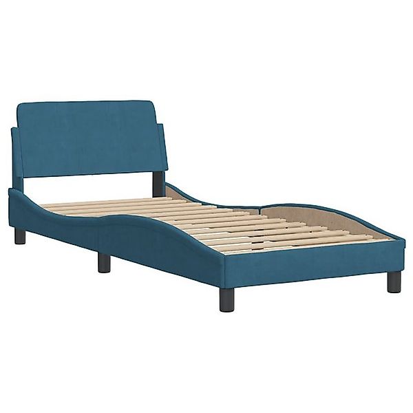 furnicato Bettgestell mit Kopfteil "Dover" Blau 90x200 cm Samt (1-tlg) günstig online kaufen