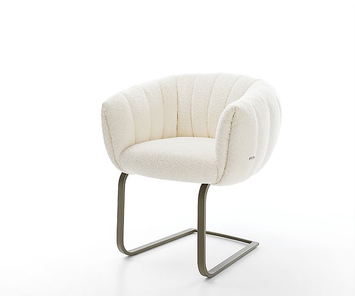 Freischwinger Jada-Flex Bouclé Weiß Freischwinger flach Effektfinish Titan günstig online kaufen