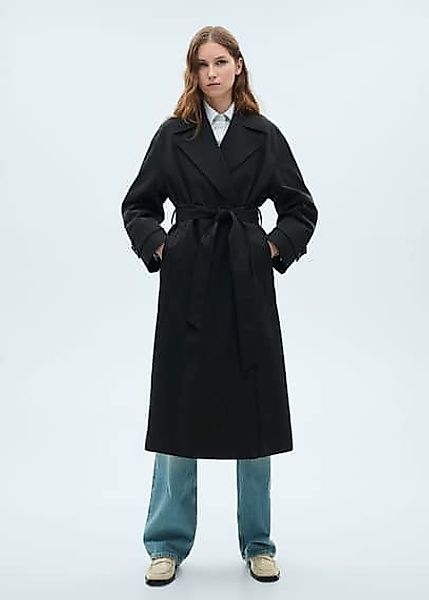 Langer zweireihiger Oversized-Trenchcoat günstig online kaufen