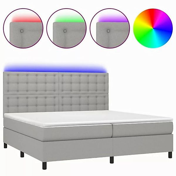 vidaXL Boxspringbett Boxspringbett mit Matratze LED Hellgrau 200x200 cm Sto günstig online kaufen