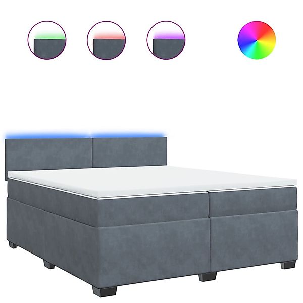 vidaXL Boxspringbett mit Matratze Dunkelgrau 200x200 cm Samt 3288697 günstig online kaufen