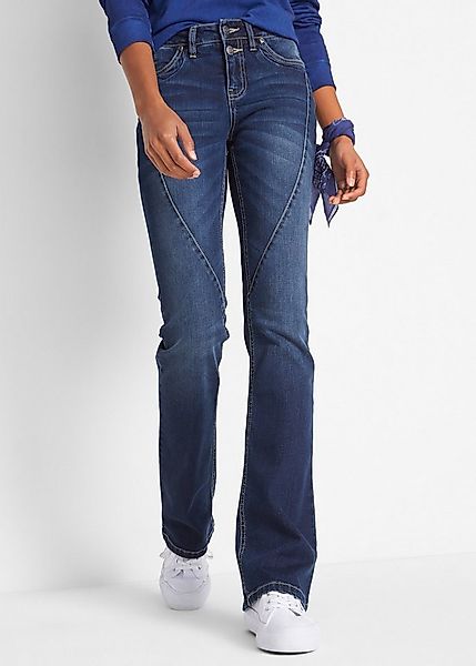 bonprix Bootcut-Jeans mit Teilungsnaht an der Vorderseite, leichte used Opt günstig online kaufen